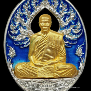 เหรียญ​ หลวงปู่บัวเกตุ รุ่น บารมีปทุมสิโร เนื้อ​เงิน ลงยาฟ้าหน้า-หลัง no.2