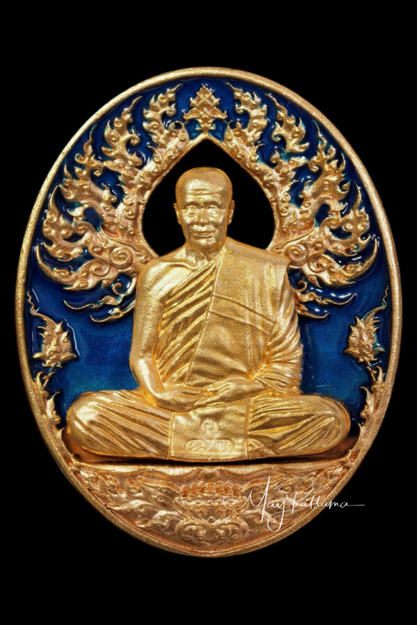 เหรียญ​ หลวงปู่บัวเกตุ รุ่น บารมีปทุมสิโร เนื้อ​ฉนวนลงยาฟ้า no.127
